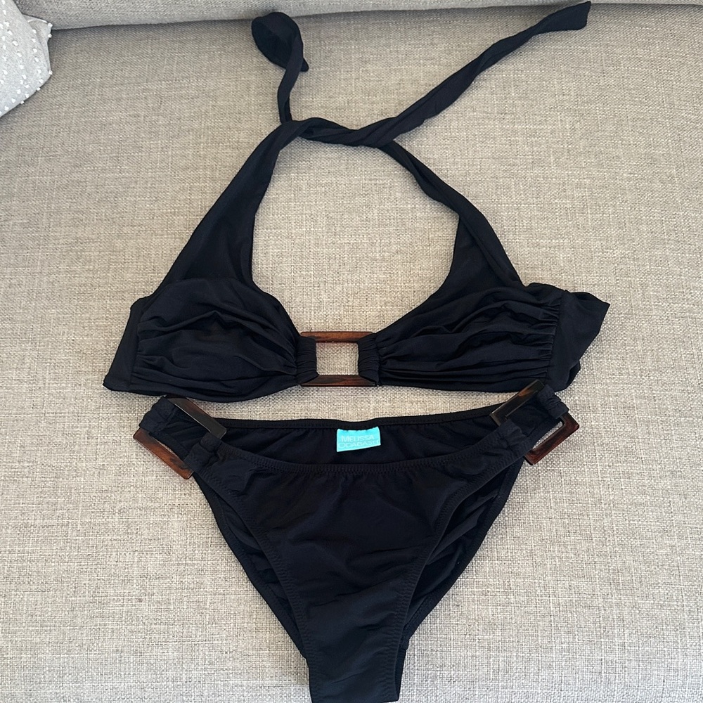 Melissa Odabash Black Bikini with Wooden Details
